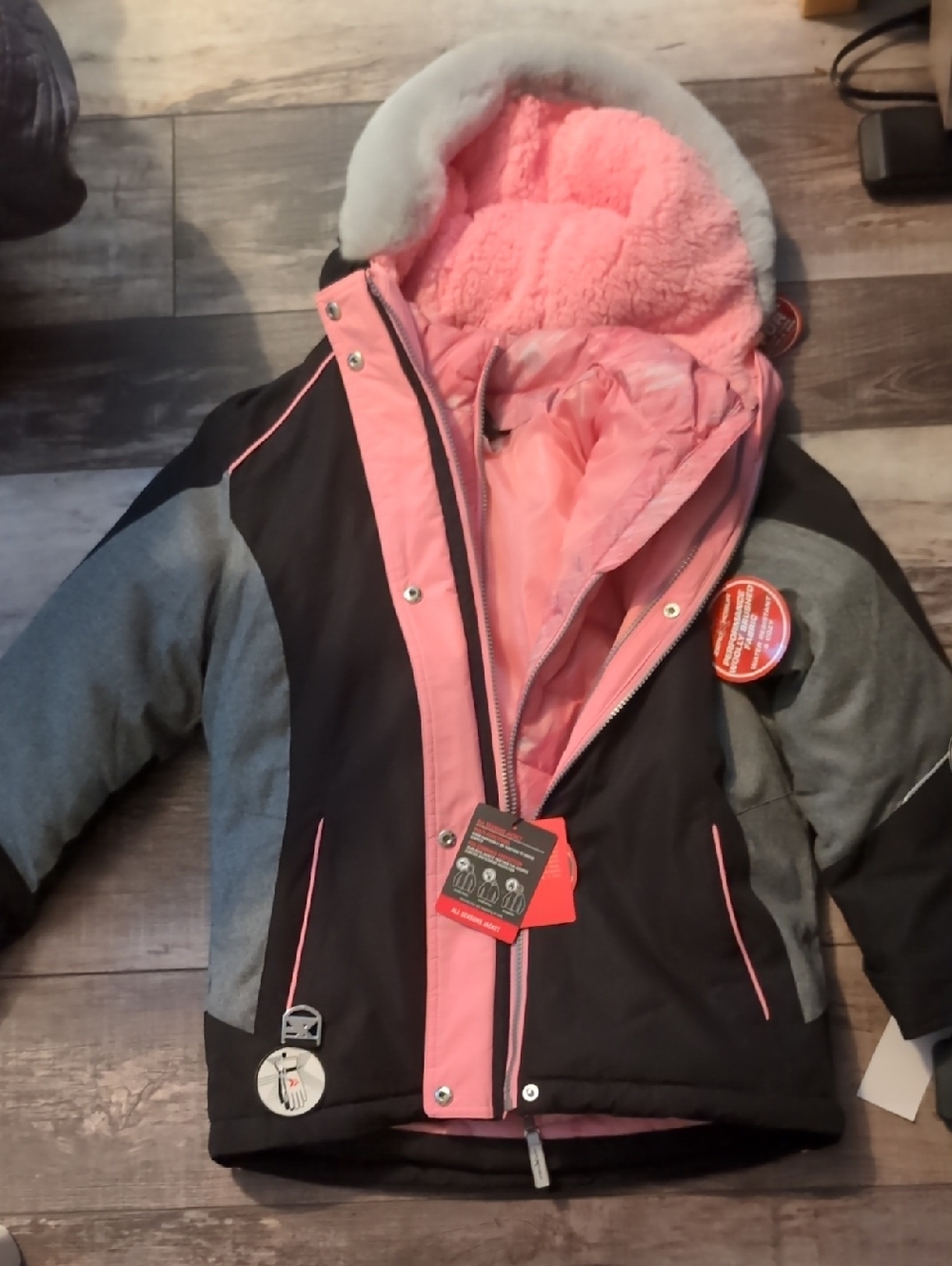 ZeroXposur Kids Black, Gray & Pink Puffer Jacket